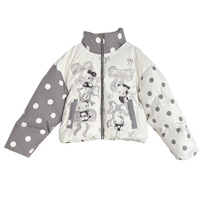 波点蝴蝶结kitty厚棉服
