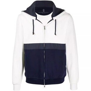 Brunello Cucinelli/BC     男士拼色拉链连帽卫衣外套M0T473296G