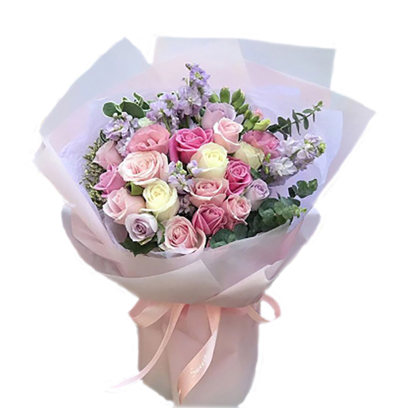 上海广州同城鲜花速递粉红玫瑰混搭花束生日送女友礼物花店配送订