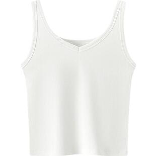 森马背心女夏短款V领紧身凉感上衣外穿叠穿气质女士百搭简约内搭