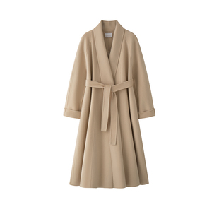 TEASEL「阿拉善的雪」14.5微米过膝大裙摆高级感浴袍纯羊绒大衣