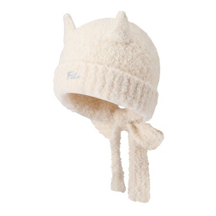 羊角帽|FILA FUSION斐乐官方帽子女士针织帽保暖可爱毛线帽冬帽