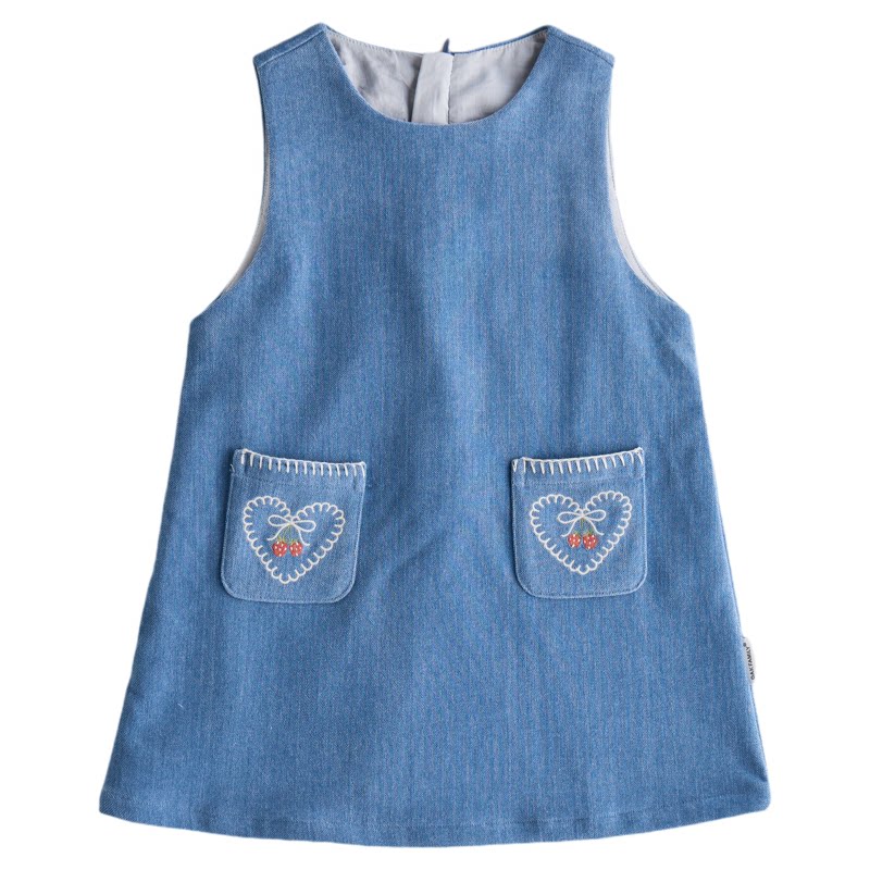 【新品】OAK FAMILY女童连衣裙春秋莱赛尔无袖雪尼尔背心裙子