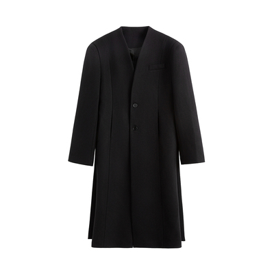 休闲收腰廓形羊毛混纺长款大衣