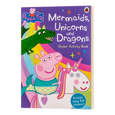 英文原版 Mermaids Unicorns and Dragons Sticker Activity Book 小猪佩奇 美人鱼独角兽龙贴纸书 游戏活动贴纸书 进口英语书籍