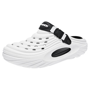 夏季女士40大码41到43洞洞鞋透气防滑外穿沙滩半拖鞋休闲包头凉拖