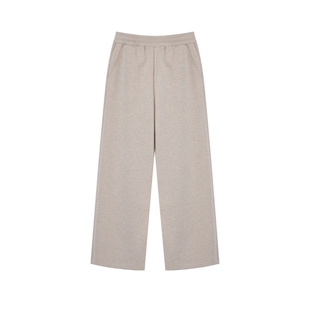 Eland衣恋休闲裤女直筒阔腿仿羊绒弹力松紧腰长裤
