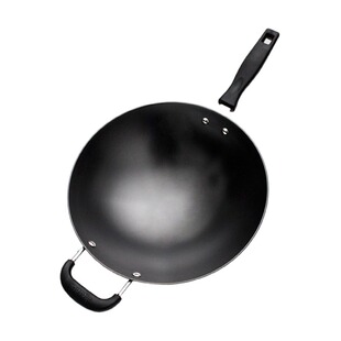 华邦炒锅尖底铸铁锅不锈双耳炒菜锅不易粘锅无涂层家用燃气灶锅具