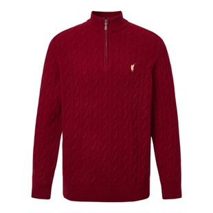 【100%绵羊毛】POLOWALK男式羊毛衫2025冬季新品半拉链绞花套头衫