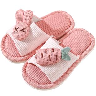 儿童棉拖鞋女童秋冬季家居室内防滑亲子宝宝四季棉麻拖鞋男童冬天