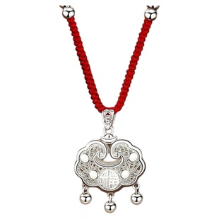 【普陀山正品】平安锁吊坠本命年宝宝足银锁长命百岁项链送人礼物