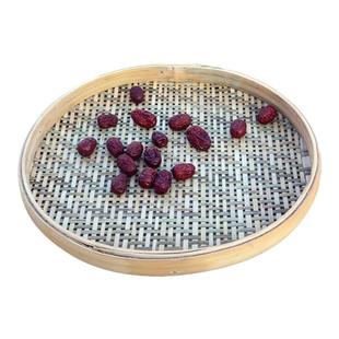 竹青簸箕竹筛手工编织圆形晾晒筐干货竹匾农家用细孔竹编制品竹筐