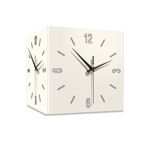 免打孔双面挂钟客厅转角钟创意时钟壁灯现代简约发光拐角钟表壁钟