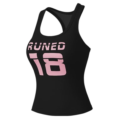 夏日新款潮流数字印花带垫一体运动背心高强度户外运动瑜伽健身服