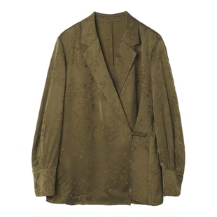 MENGJIAN复古铜氨丝西装外套女2026春季新款新中式一粒盘扣上衣