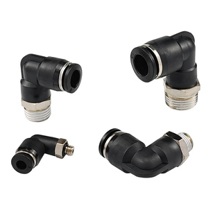 黑色气动气管接头快速插接头90度L型弯头 PL4-M5/6-01/8-02/10-03