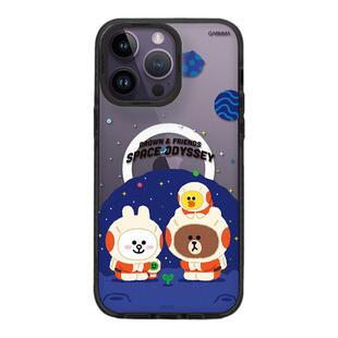 linefriends布朗熊苹果14promax手机壳磁吸透明卡通可爱iPhone14Pro手机套全包防摔新款13保护壳正版男女款