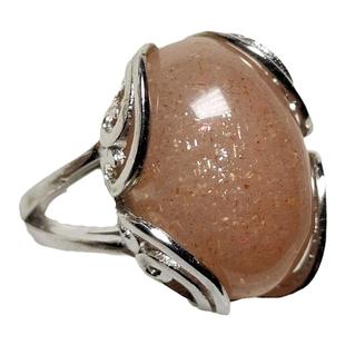 太阳石戒指橙月光戒指S925纯银水晶戒指天然金沙猫眼橙太阳石戒指