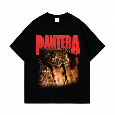 Pantera潘多拉乐队欧美金属摇滚数码直喷印花纯棉男女款短袖T恤夏