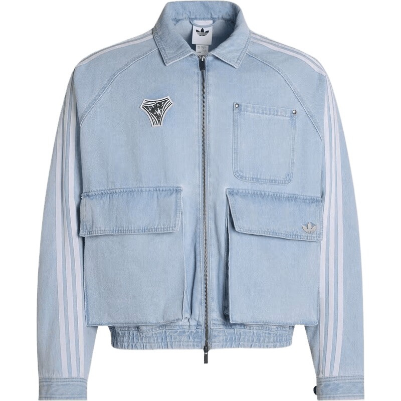 adidas阿迪达斯三叶草男子DENIM牛仔运动健身宽松夹克外套KX4824