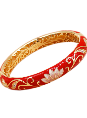 铜景泰蓝掐丝珐琅手镯复古平按扣