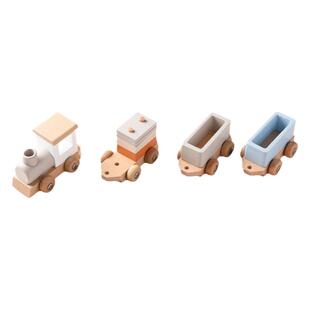 Springbuds儿童摆件木制小火车生日会装扮玩具轨道套装连环小火车