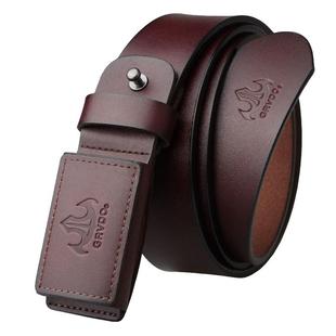 防无金属过敏皮带真皮男平滑扣加长大码牛皮腰带过安检门青年裤带