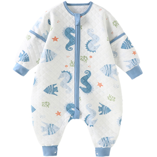 踏踏猴婴儿睡袋春秋保暖宝宝空气棉秋冬暖气房儿童三层防踢被睡袋