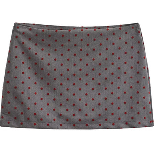 美式复古辣妹植绒波点低腰半身裙女防走光低腰西装包臀裙迷你短裙