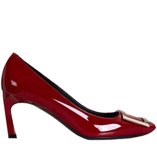 【礼物】Roger Vivier/RV女鞋Trompette方扣单鞋漆皮高跟婚鞋