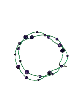 三环路紫水晶猫眼石长项链