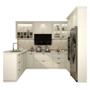 金牌厨柜抗菌整体厨房橱柜定制石英石台面岛台橱柜组装家装修定做