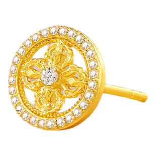 【黄金镶钻】诗普琳新品 足金四合如意耳钉 耳饰送女友送妈妈礼物