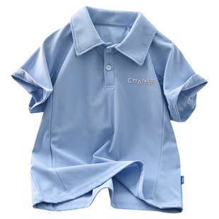 男童短袖t恤夏装POLO衫儿童速干冰丝韩版上衣中大童韩范薄款半袖