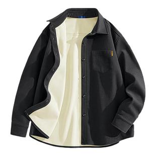 GENIOLAMODE男士衬衫冬季简约休闲美拉德灯芯绒衬衣加绒外套男