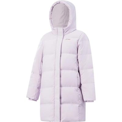 李宁童连帽女中长羽绒服童装