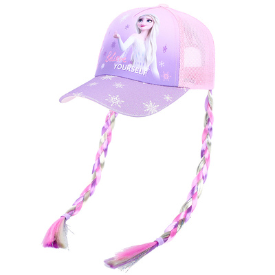 迪士尼艾莎公主女童帽子辫子帽子