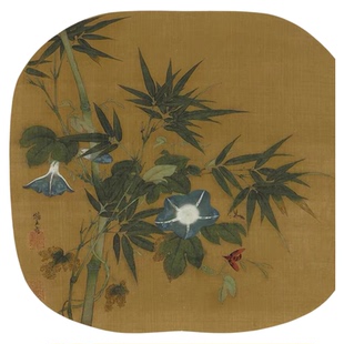 台北故宫宋人画小品团扇纨扇花鸟山水国画真迹微喷仿古绢布装饰画