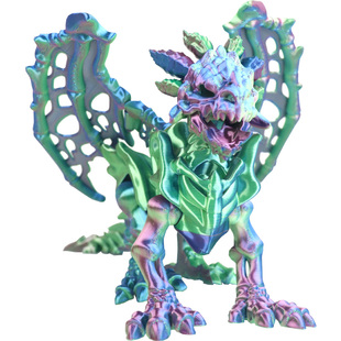 3D打印地狱飞龙大号带翅膀骨架恐龙模型玩具骷髅翼龙可张嘴可动男