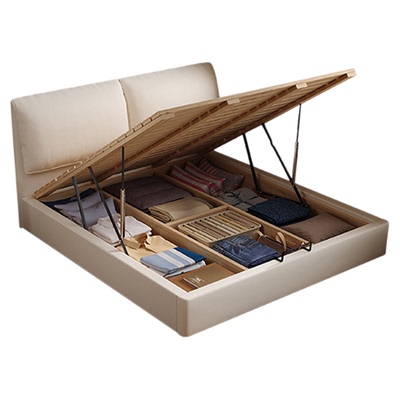 热销⭕实木静音加高气压储物床