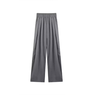 灰色山本裤胖mm大码夏季女装薄款显瘦宽松慵懒风垂感休闲阔腿裤子