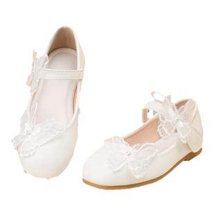 女童公主鞋夏款蝴蝶结儿童表演皮鞋简约洋气女孩白色配礼服的鞋子
