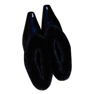 Le' Murmure 冬季新款兔毛OL风毛毛鞋白色保暖皮鞋气质女鞋潮