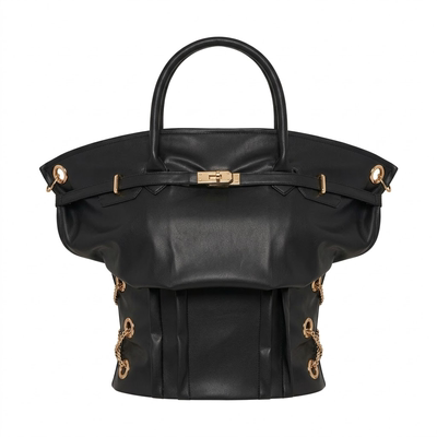 机车风一字肩抹胸短款皮衣上衣