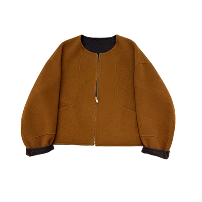 小个子双面羊绒大衣短款