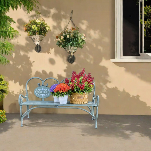 【金属材质坚固耐用】欧式做旧铁艺儿童双人椅客厅花园椅子室外花