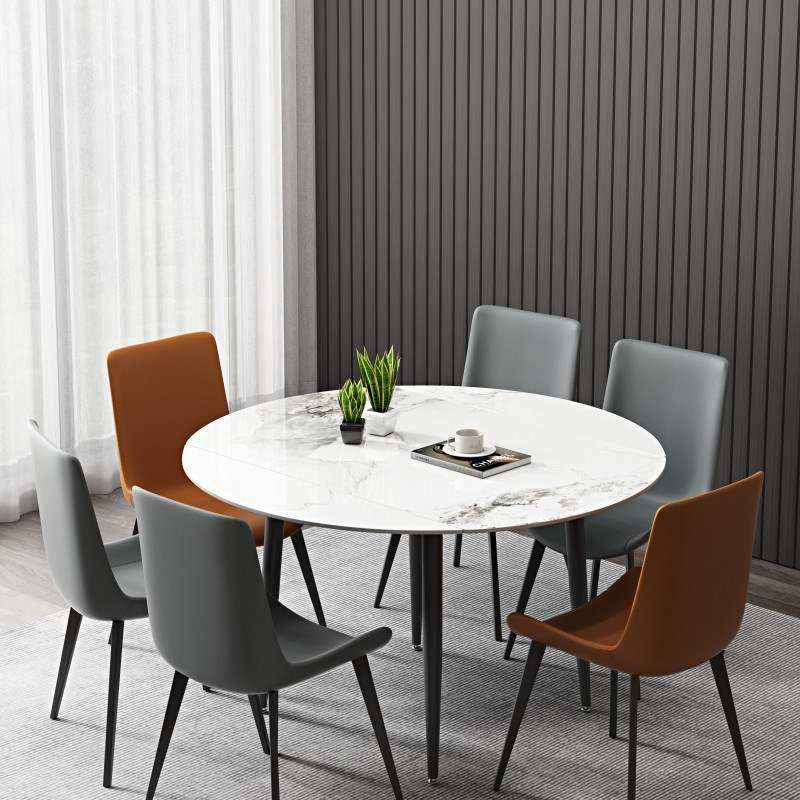 岩板折叠圆餐桌现代简约可伸缩家用轻奢桌子餐桌餐桌椅组合大圆桌