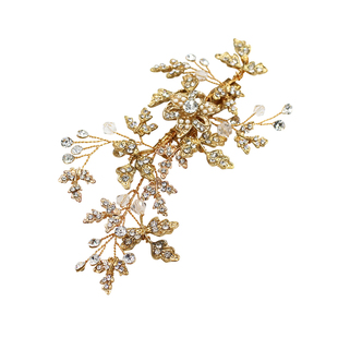 O374优雅合金色水钻秀禾新娘头饰 手工结婚礼服晚宴造型跟妆发饰