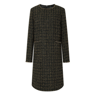 BCBG2025秋冬新款时尚优雅精致经典千金穿搭小香风粗花呢女连衣裙