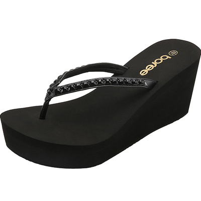 夏季坡跟厚底凉拖鞋松糕防滑水钻